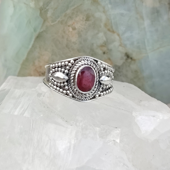 Natural Ruby .925 Sterling Silver Ring, size 7.5 - Picture 9 of 10